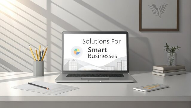 Modern laptop displaying marketing dashboard on a clean desk with natural light