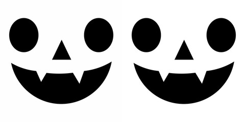 Creepy evil ghost heads with angry eyes and spooky mouth. Black silhouette signs set. Icons of...