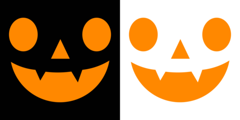 Vector set of scary pumpkin faces. Cutting stencils and templates for Halloween, stickers, printing and digital design. Spooky creepy pumpkins cut. Evil faces Halloween png set. Spooky faces icons.