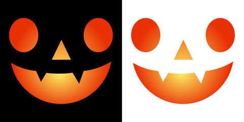 Jack O Lantern Face Halloween Pumpkin Icon Collection. Spooky creepy pumpkins cut. Symbols of the...