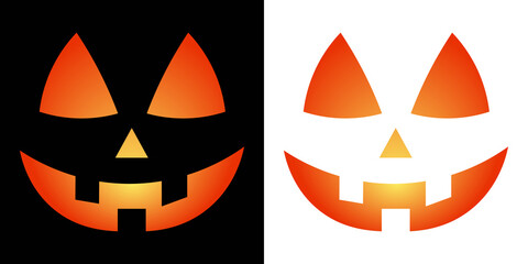 Face design for festive pumpkins. Jack O Lantern Face Halloween Pumpkin Icon Collection. Scary Monster Faces Set. Symbols of the holiday. halloween smiley faces. Set of Halloween scary pumpkins cut.