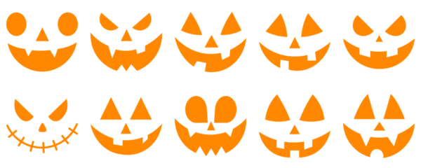 Cutting stencils and templates for Halloween, stickers, printing and digital design. Spooky faces icons. Halloween face silhouette sticker Scary halloween pumpkins icon set Scary and funny pumpkin.