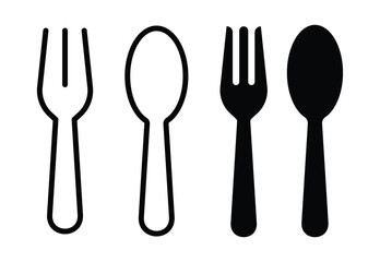 Line Art of Forks and Spoons for Culinary Design and Kitchen Use