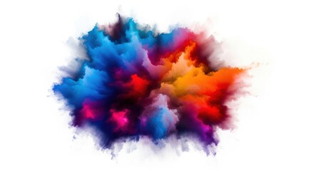 Vibrant abstract colorful explosion isolated on transparent background