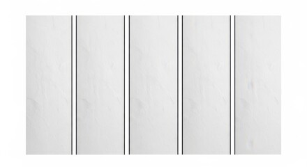 Five vertical white panels isolated on transparent background
