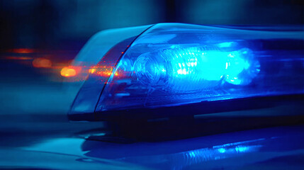 blue car light of police or ambulance