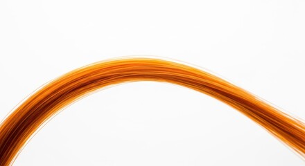 Curved strand of vibrant orange hair isolated on transparent background