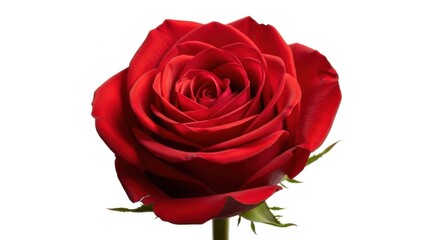 Single red rose bloom isolated on transparent background