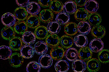 Background full of beads with neon effect