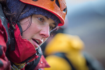 woman in helmet for climbing 