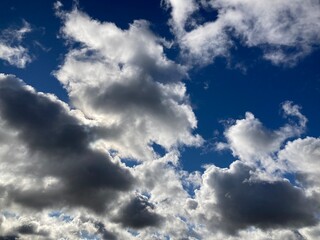 blue sky with dark clouds