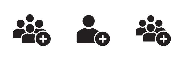Obraz premium user management icon pack add users add user minimal vector silhouettes for apps and websites