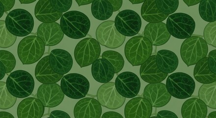 Fototapeta premium Round Leaf Green Pattern Seamless Wallpaper