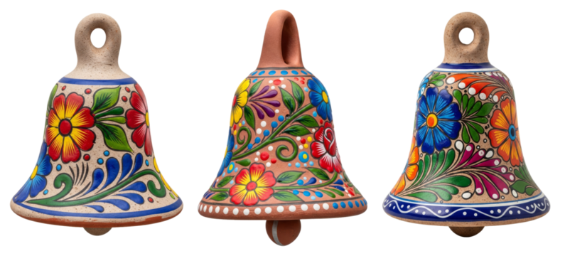 Traditional Mexican Talavera Style Ceramic Bells
