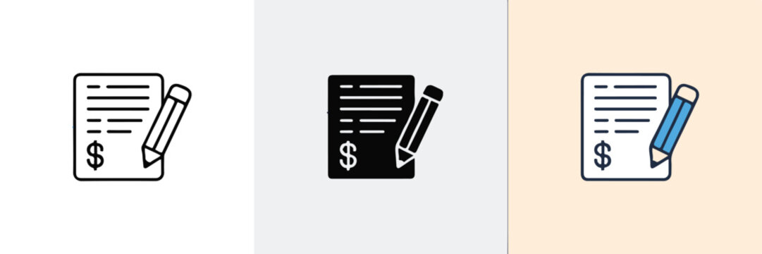 invoice edit icon pencil document dollar symbol financial form editable vector ui