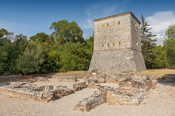 Venetian tower in the Archaeological site of Butrinto in Albania.