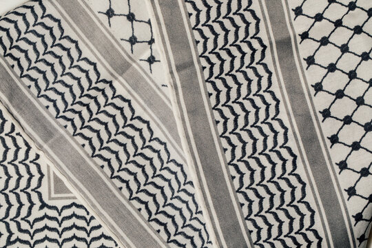 black and white pattern on Arab Keffiyeh, Kaffiyeh, Kuffiyeh, Shemagh scarf	
