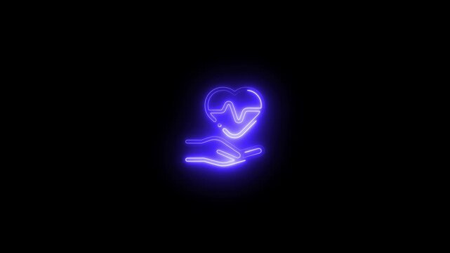 Animation icon of a broken heart 4k on black background. Broken heart animation. Concept of unrequited love broken heart neon sign animation