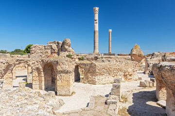 The Baths of Antoninus or Baths of Carthage, the largest set of Roman thermae built on the African continent and one of three largest built in the Roman Empire, Tunisia.