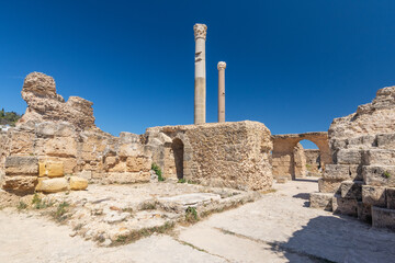 The Baths of Antoninus or Baths of Carthage, the largest set of Roman thermae built on the African continent and one of three largest built in the Roman Empire, Tunisia.