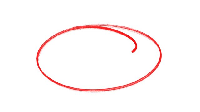 hand-drawn red circle brush stroke highlight marker for presentation, Hand Drawn Oval Highlight Effect, 4k circle animation with alpha channel