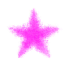 Obraz premium Single fluffy or smoke pink star with soft glowing texture on transparent background, isolated festive and atmospheric star illustration