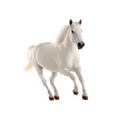 Fototapeta premium Majestic White Horse Running in Freedom on a Clear Day. isolated on transparent background.
