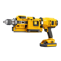 Fototapeta premium Bright Yellow Electric Drill Tool for Construction Work. isolated on transparent background.