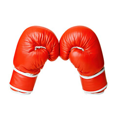 Red Boxing Gloves Ready for Action in Sport Training Session. isolated on transparent background.