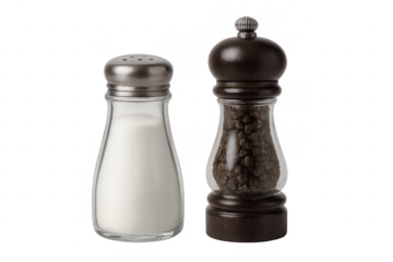 Salt shaker and pepper grinder with transparent background