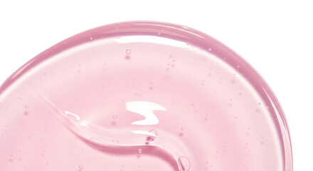pastel pink glossy gel texture, macro close-up, smooth curved surface, transparent skincare serum...