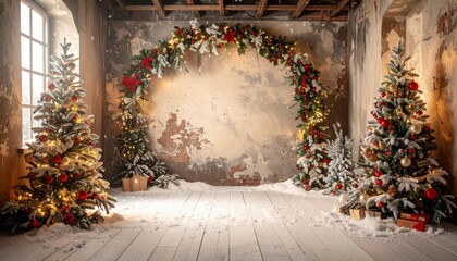 photo backdrop background christmas arch vintage  wall 