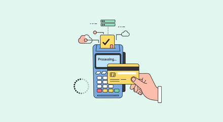 Payment processing with credit card and point of sale terminal.