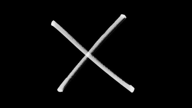 X Mark Drawing with Marker Style, Symbolizing Cancel, Error, Prohibition, and Denial, Isolated on Transparent Background with Alpha Channel, 4K Motion Graphics