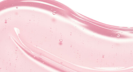 pastel pink glossy gel texture, macro close-up, smooth curved surface, transparent skincare serum or mask concept, soft reflections, photorealistic clean design, bright white background