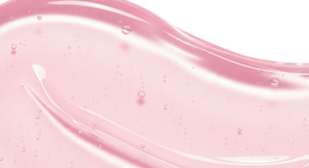 pastel pink glossy gel texture, macro close-up, smooth curved surface, transparent skincare serum or mask concept, soft reflections, photorealistic clean design, bright white background