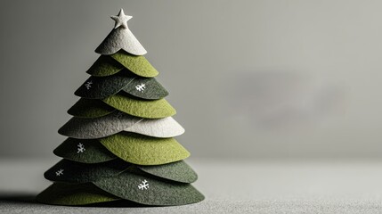Minimalist 'Merry Christmas' card with a stylish layered green paper tree.