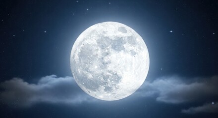 Fototapeta premium Full moon glowing in a night sky with clouds