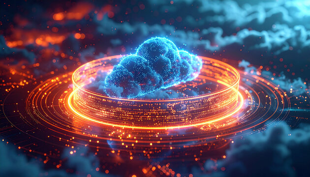 Cloud Data Processing: A stunning visualization of cloud computing, with a radiant aura and data streams, symbolizing the power of digital connectivity.