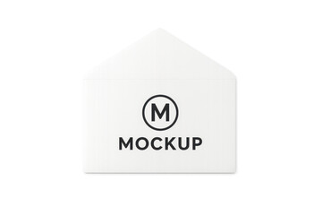 White envelope mockup with custom branding design on transparent background