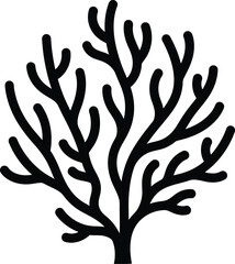 vector Coral Branch silhouette isolated, Elegant Black Coral Branch Silhouette Minimalist Modern Vector Illustration