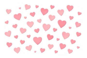 Pink hearts floating pattern on transparent background representing love, romance, and valentine's day