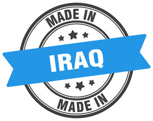 Made in Iraq round sign. Made in Iraq stamp.