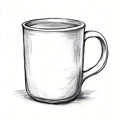Artisan Sketch Mug in Monochrome: Hand-Drawn Coffee Cup Illustration