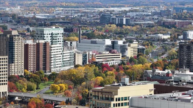 Ottawa downtown autumn aerial view of canal
