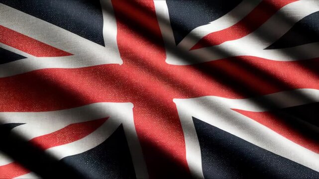 British flag waving gently in the breeze during a sunny day, showcasing vibrant colors and detailed design