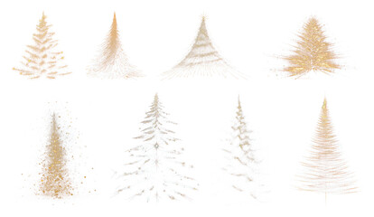 Obraz premium PNG Golden Christmas tree designs, element set on transparent background