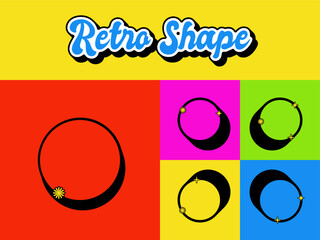 Set of Retro Vintage Shape Icon. Editable 70s Vector Shape. High Quality Vector Icon