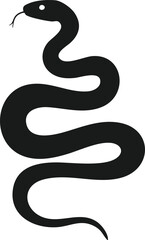 Fototapeta premium Black snake silhouette with curled body and forked tongue vector design for nature and wildlife themes