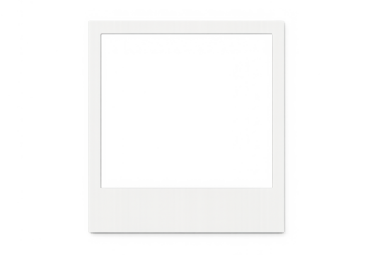 Empty instant camera print template with white frame, recalling vintage film memories and photo nostalgia
